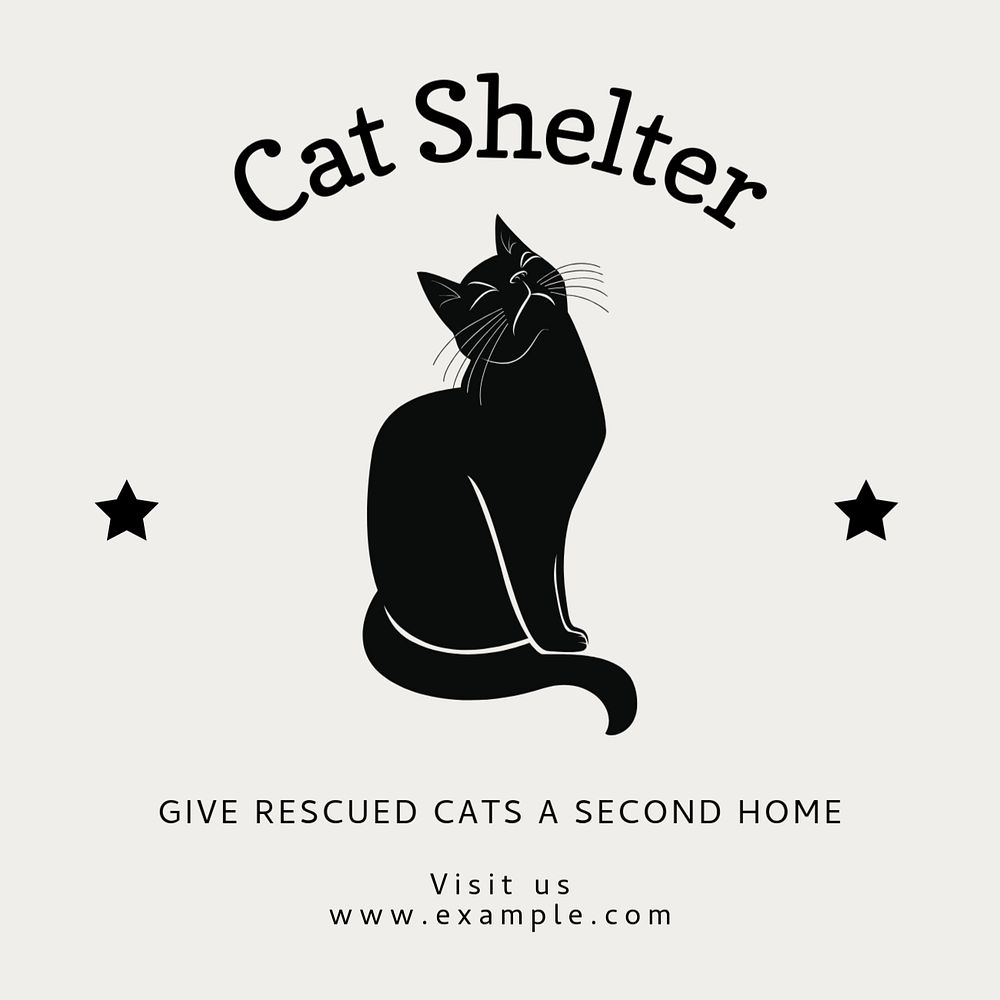 Cat shelter Instagram post template, editable text