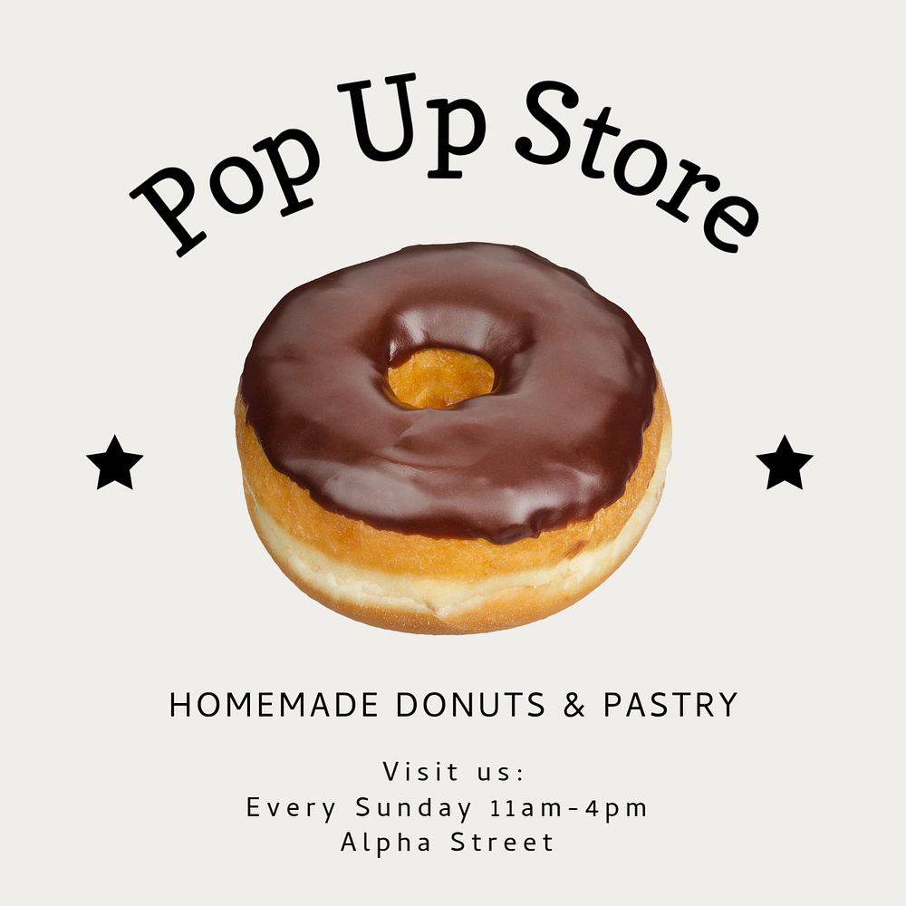 Pastry store Instagram post template, editable text