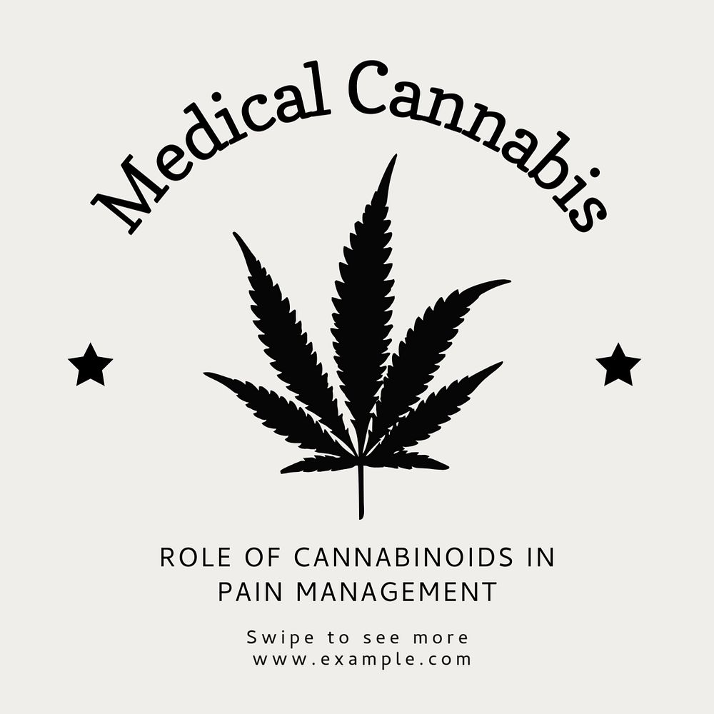 Medical cannabis Instagram post template, editable text