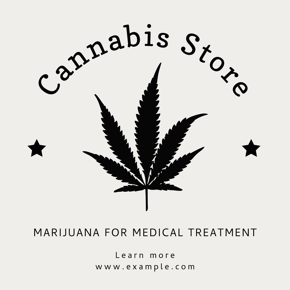 Cannabis store Instagram post template, editable text