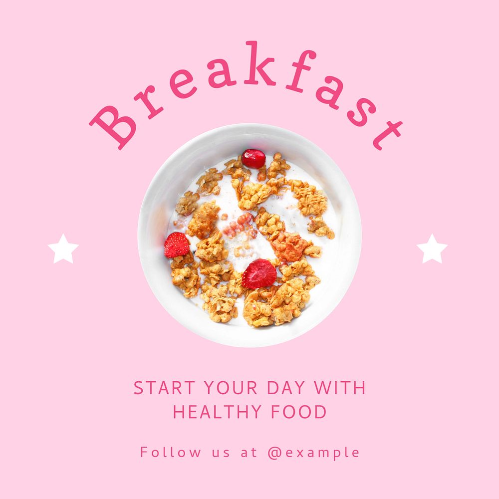 Cereal Instagram post template, editable text