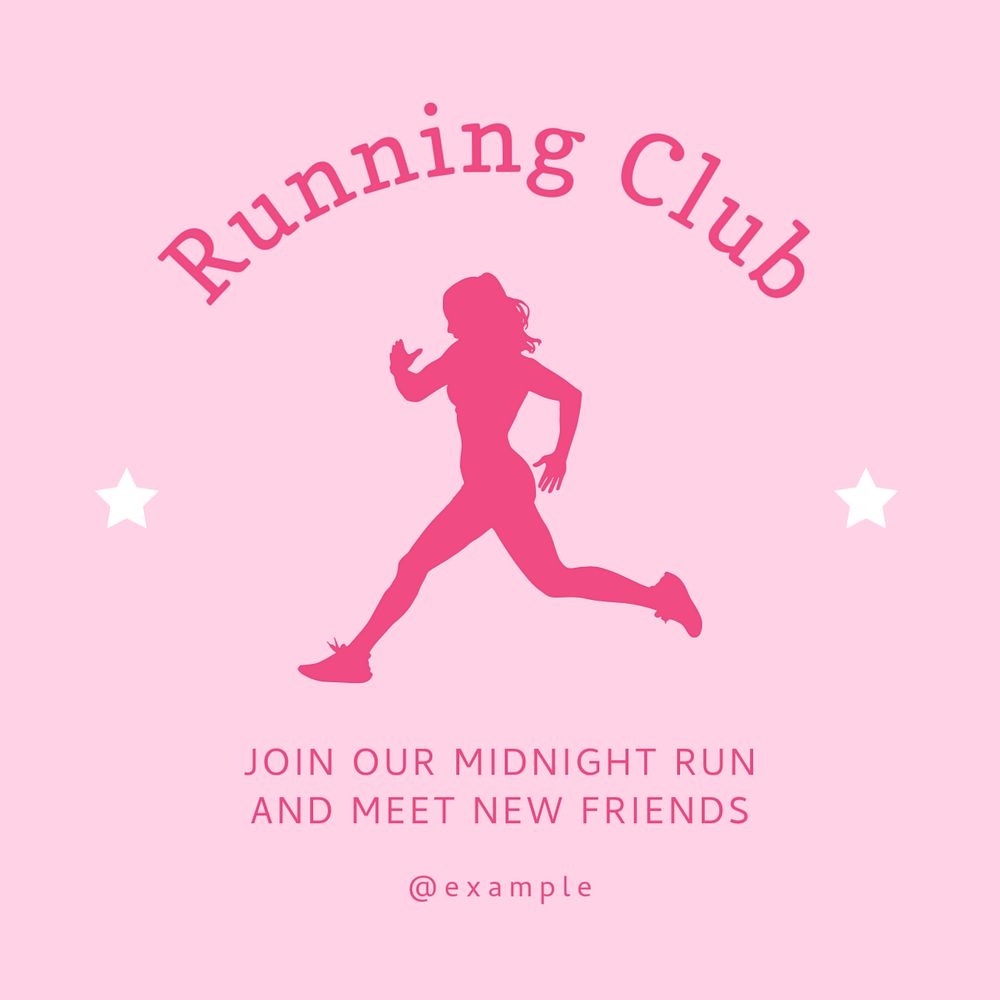 Running club Instagram post template, editable text