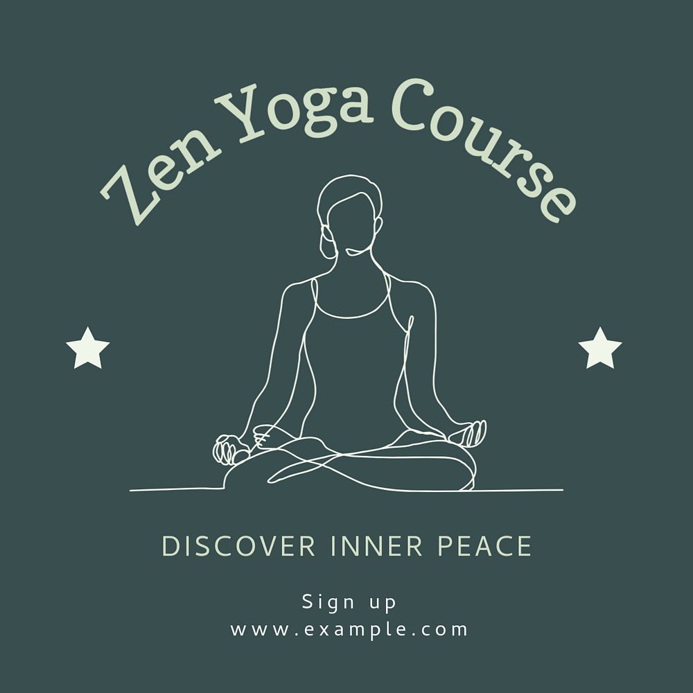 Zen yoga course Instagram post template, editable text