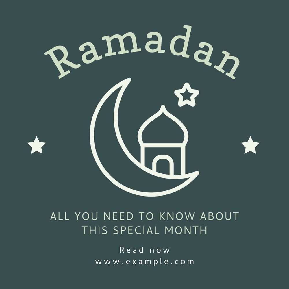 Ramadan Instagram post template, editable text