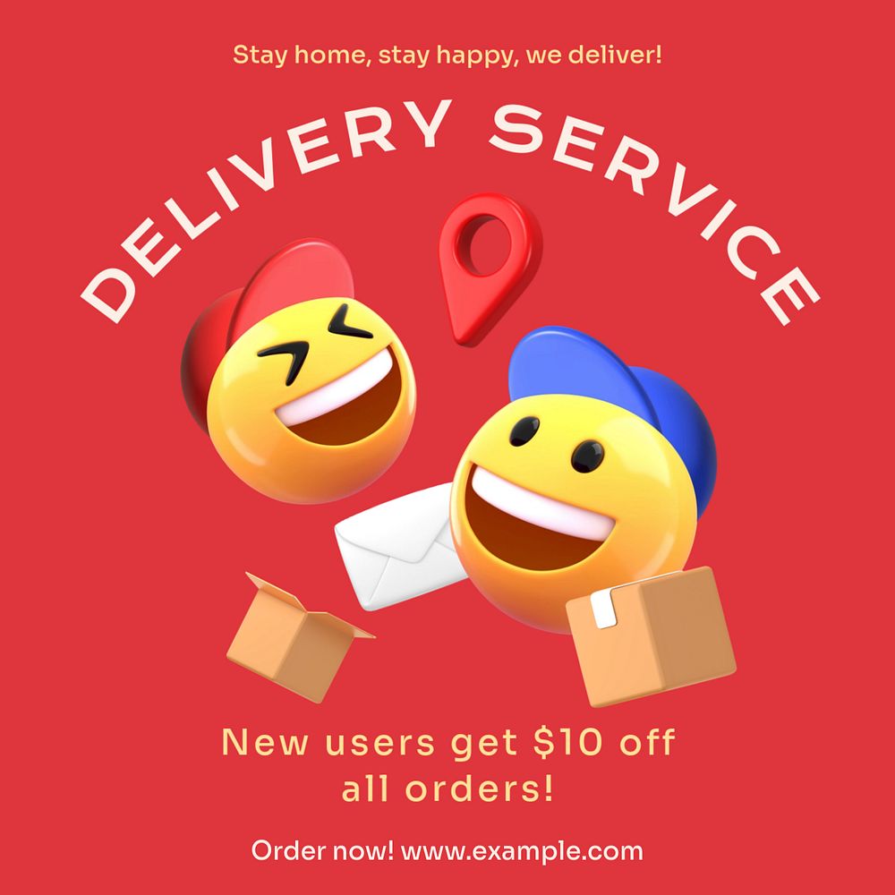 Delivery service Instagram post template, editable text