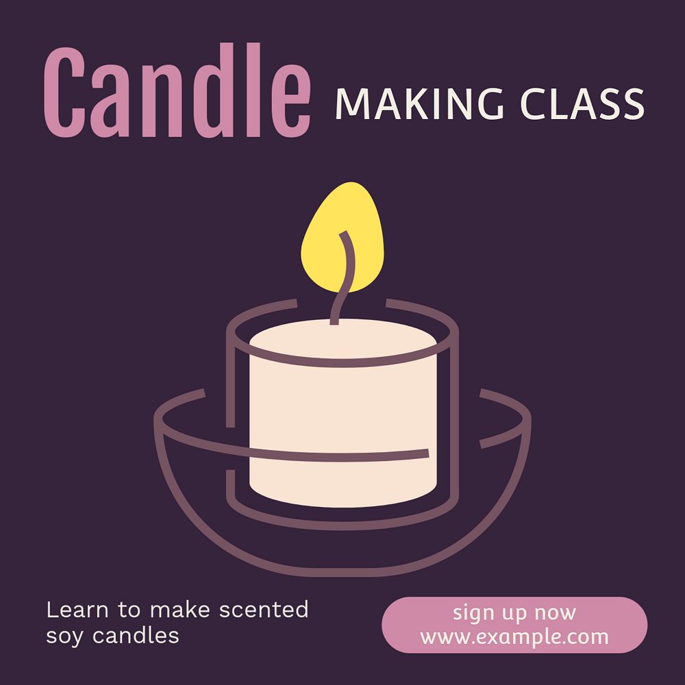 Candle making class Instagram post template, editable text