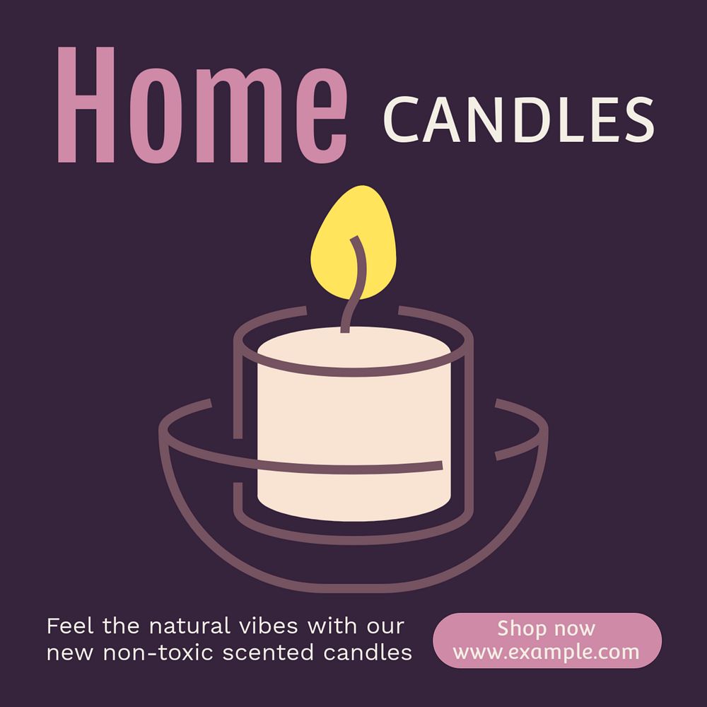 Home candles Instagram post template, editable text