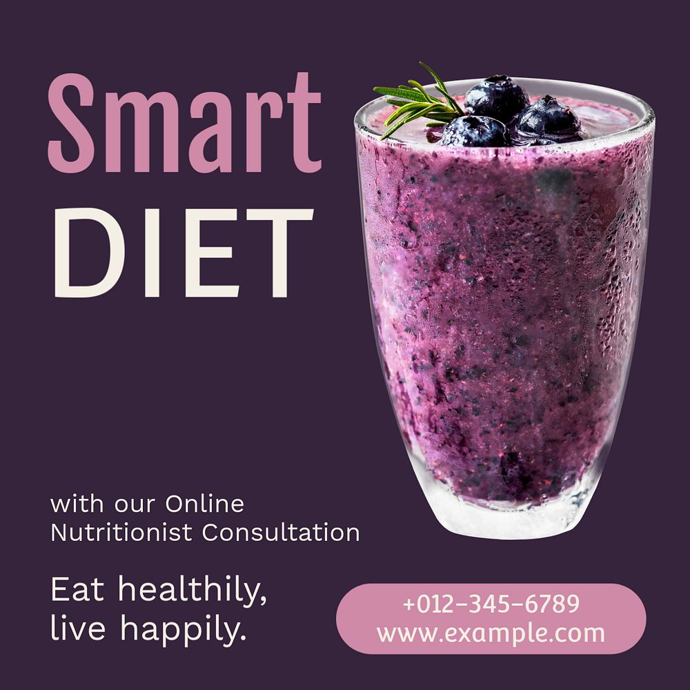 Nutritionist consultation Instagram post template, editable text