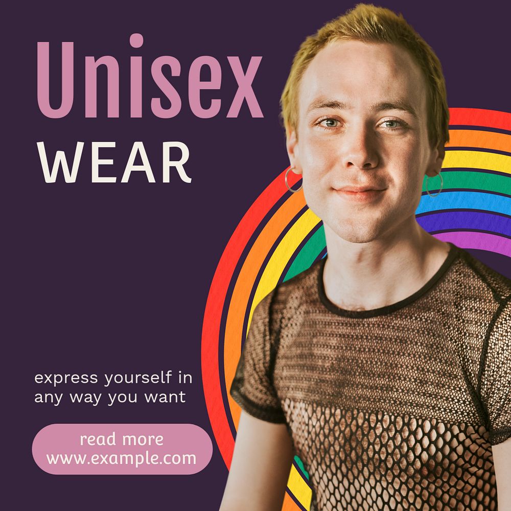 Unisex wear Instagram post template, editable text