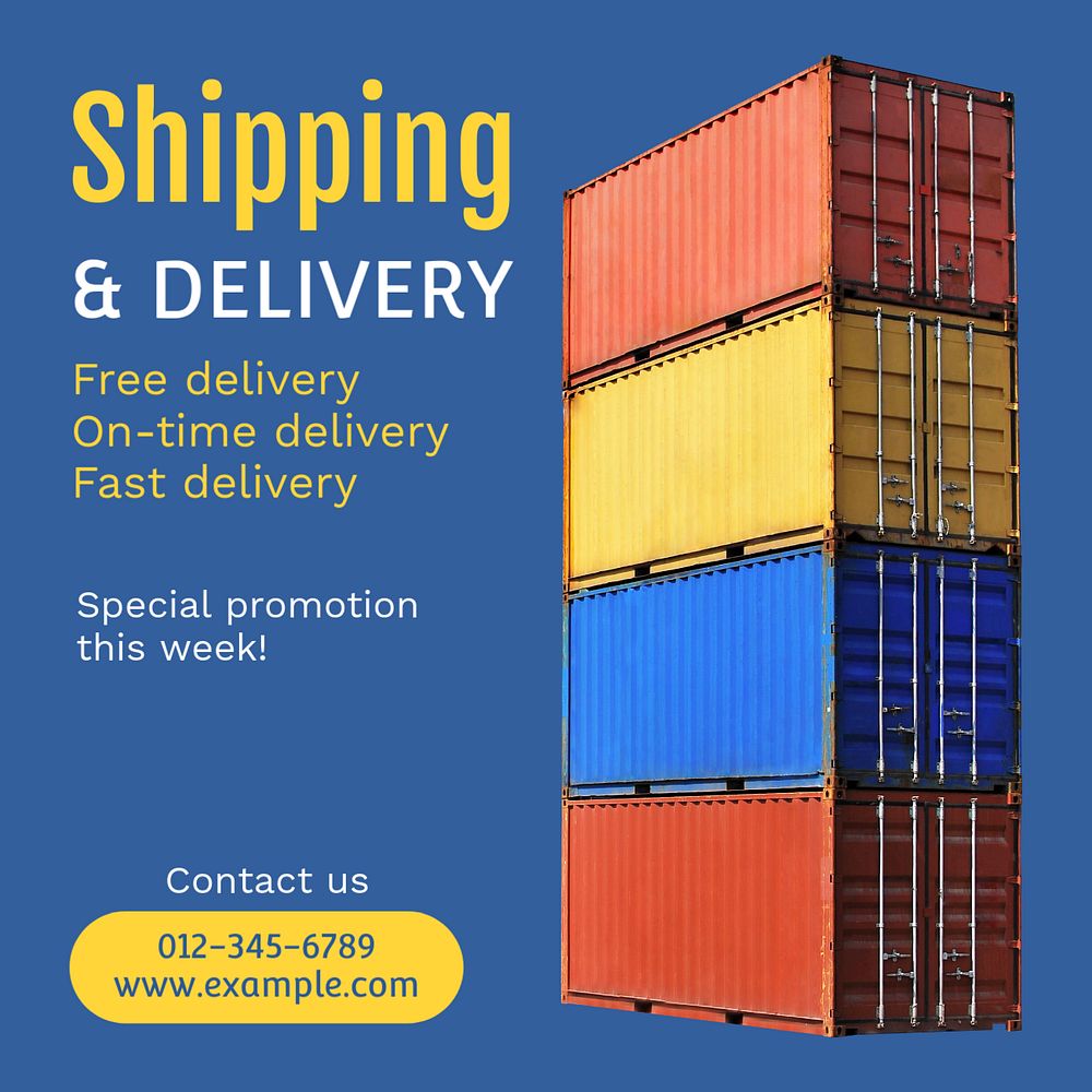 Shipping & delivery Instagram post template, editable text