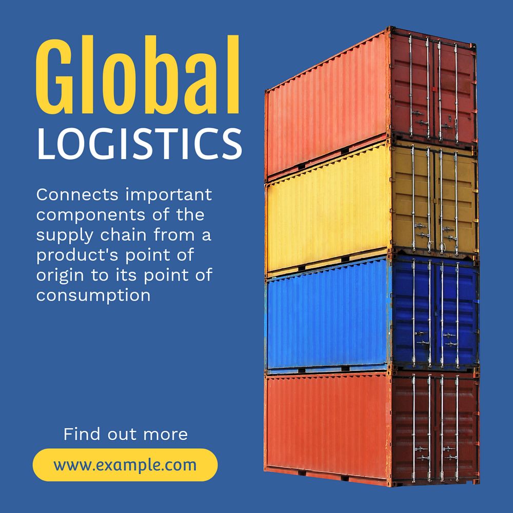 Global logistics Instagram post template, editable text