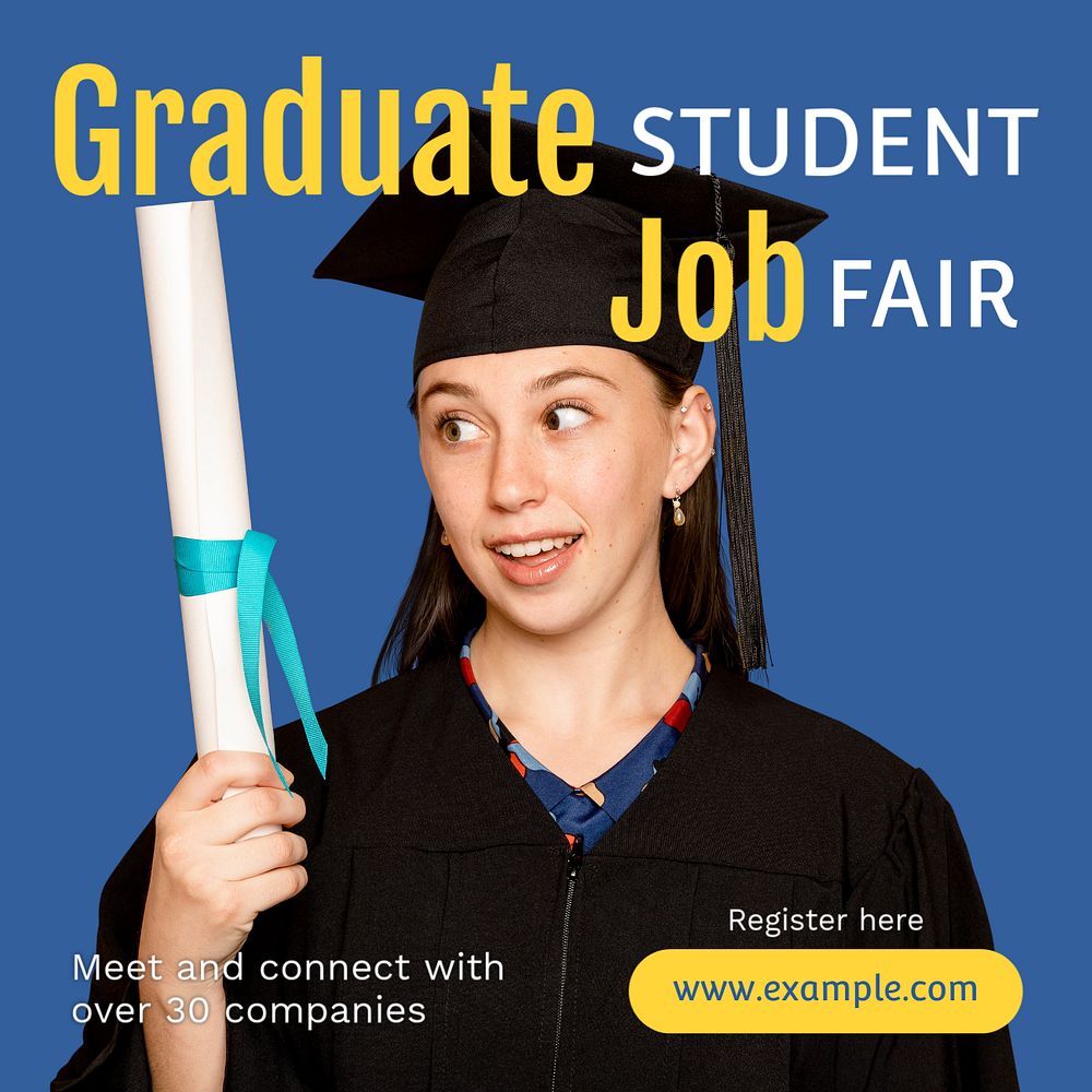 Graduate student job fair Instagram post template, editable text