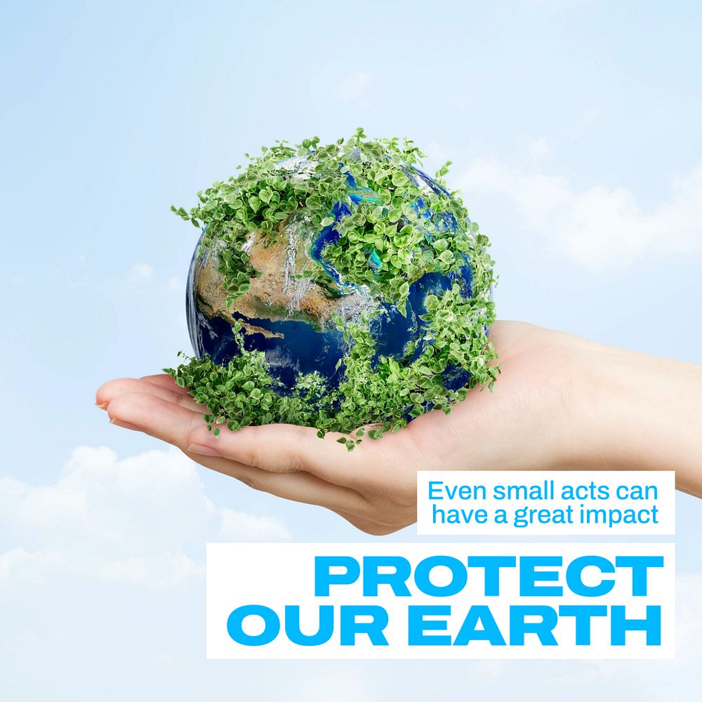 Protect our Earth Instagram post template, editable text