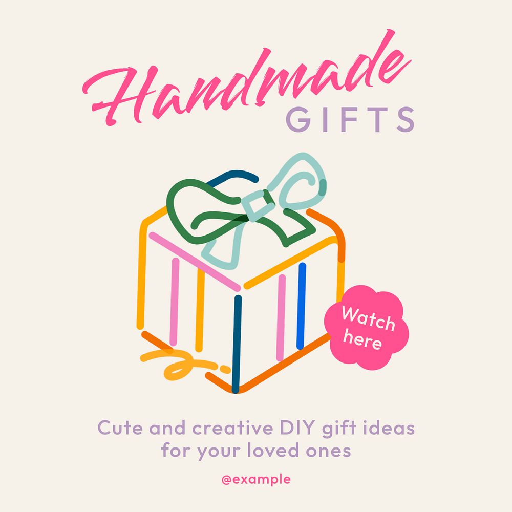 Handmade gift Instagram post template, editable text