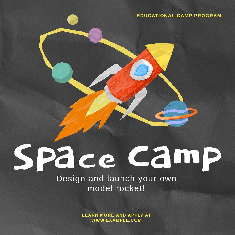 Space camp background Instagram post template, editable text