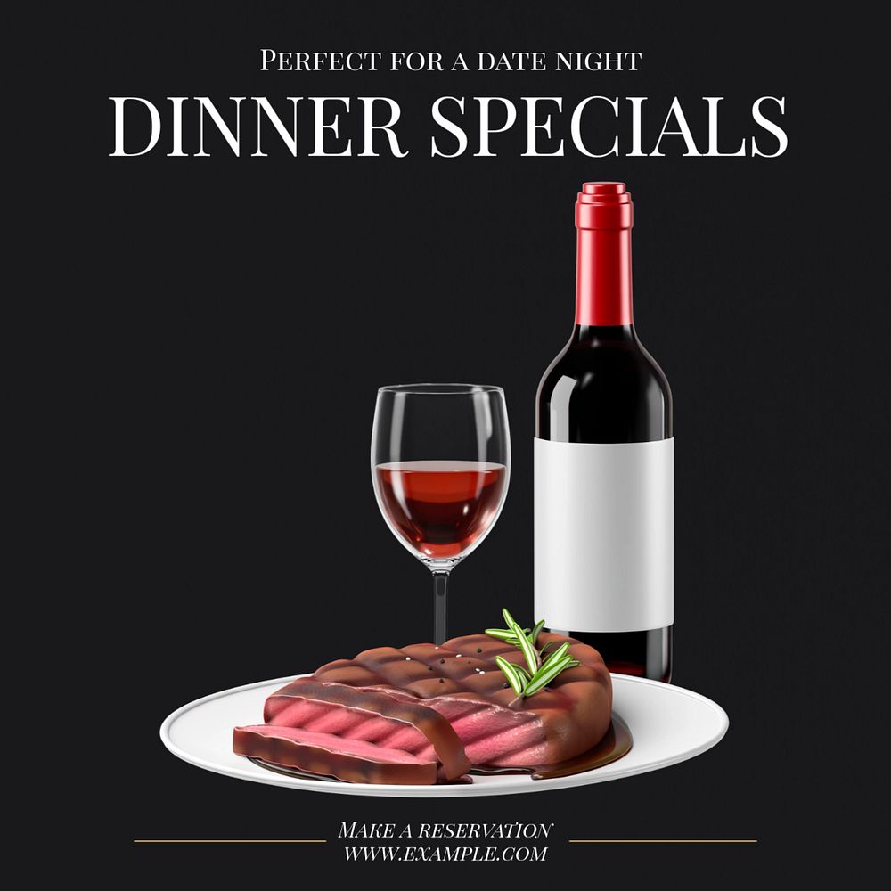 Dinner specials Instagram post template, editable text