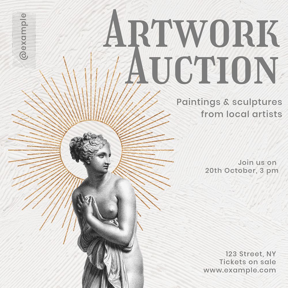 Artwork auction Instagram post template, editable text