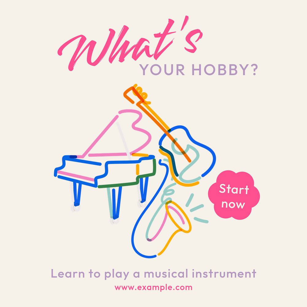 What's your hobby Instagram post template, editable text