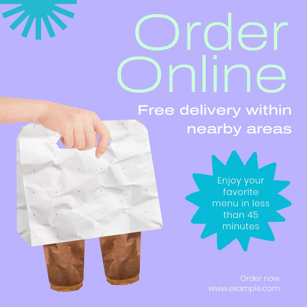 Food delivery Instagram post template, editable text