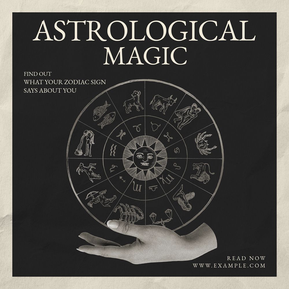 Astrological magic Instagram post template, editable text