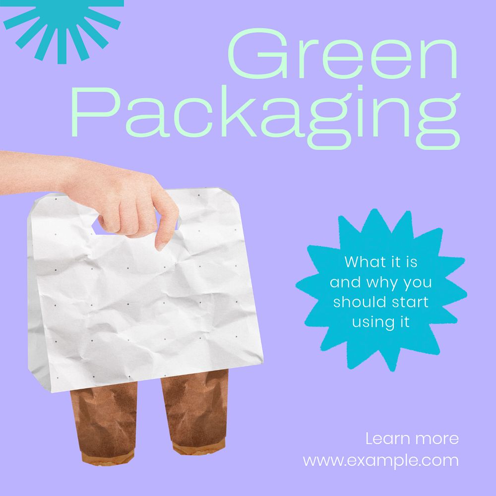 Green packaging Instagram post template, editable text