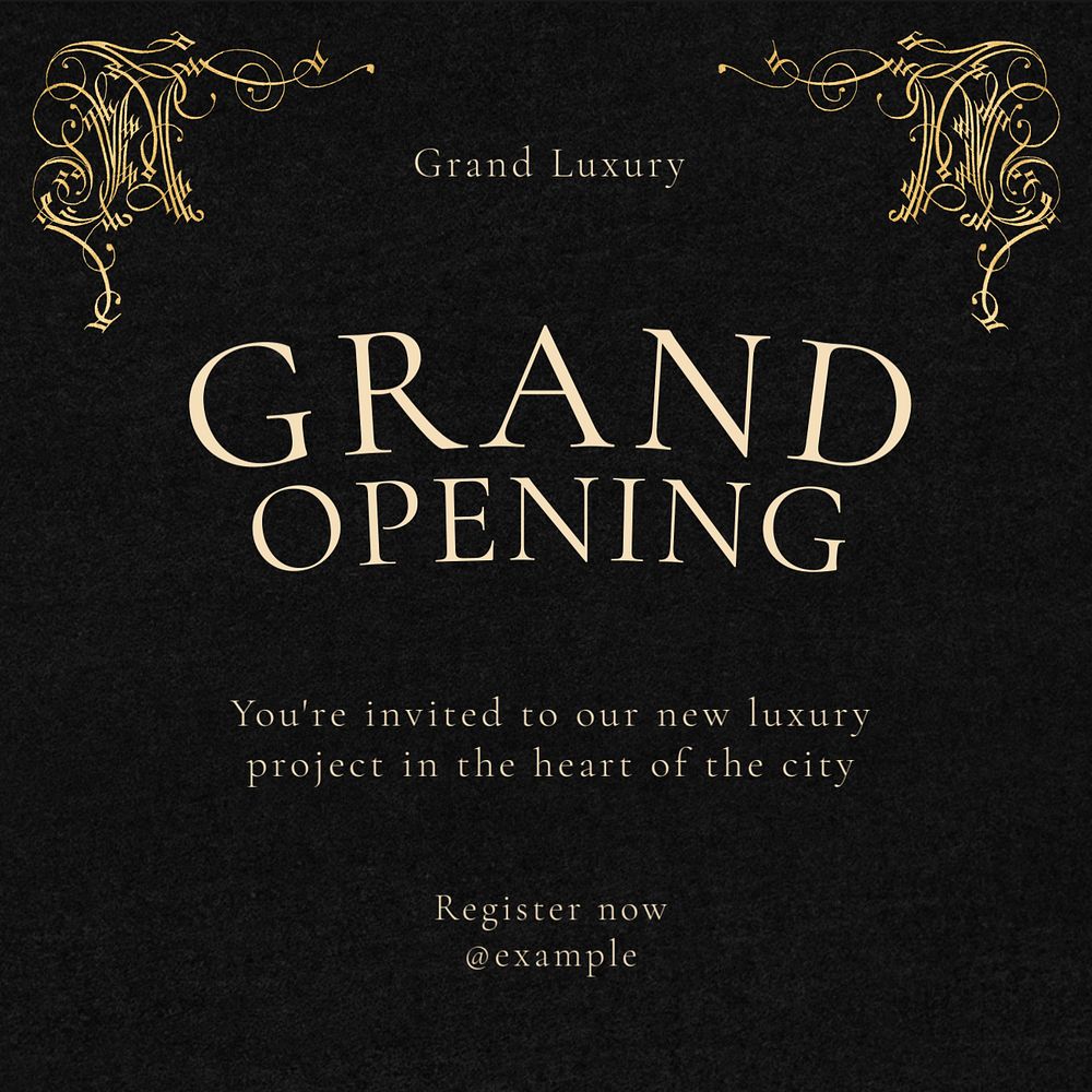 Grand opening Instagram post template, editable text