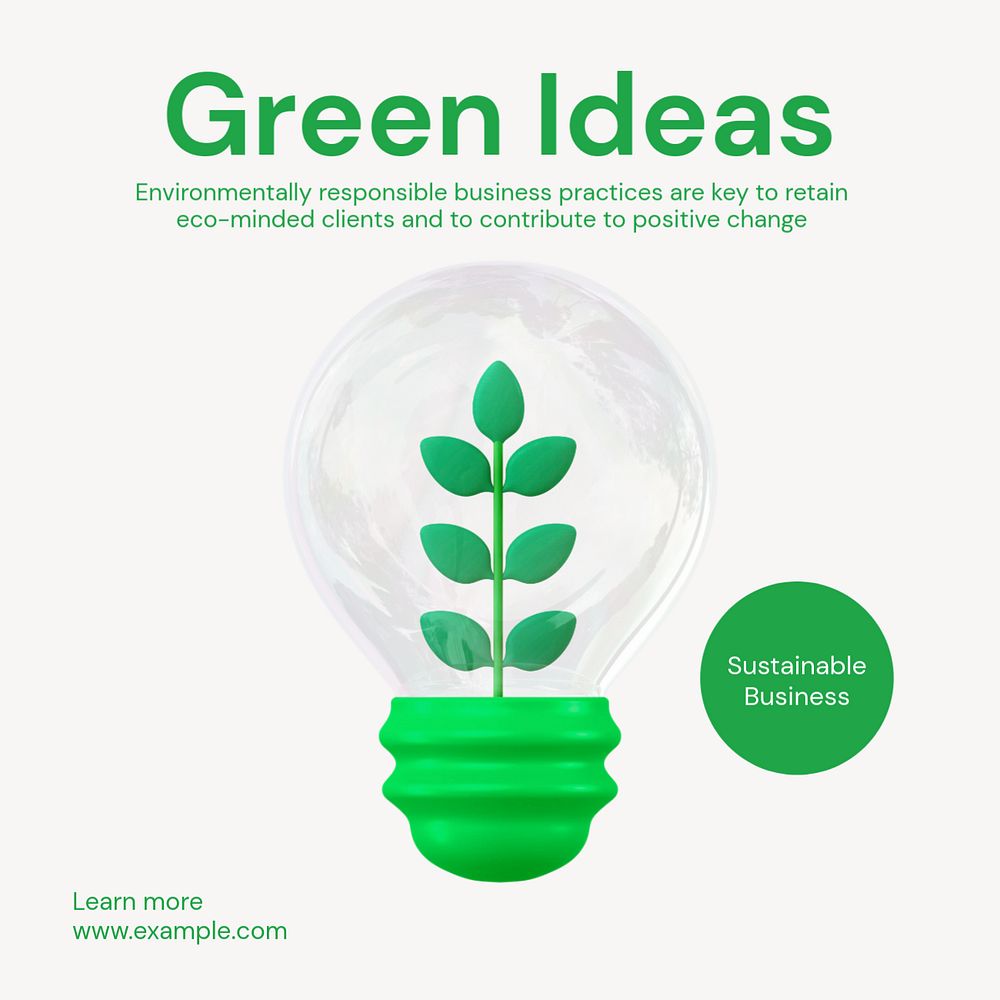 Green ideas Instagram post template, editable text