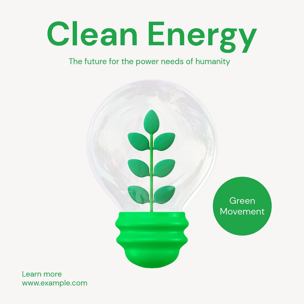 Clean energy Instagram post template, editable text