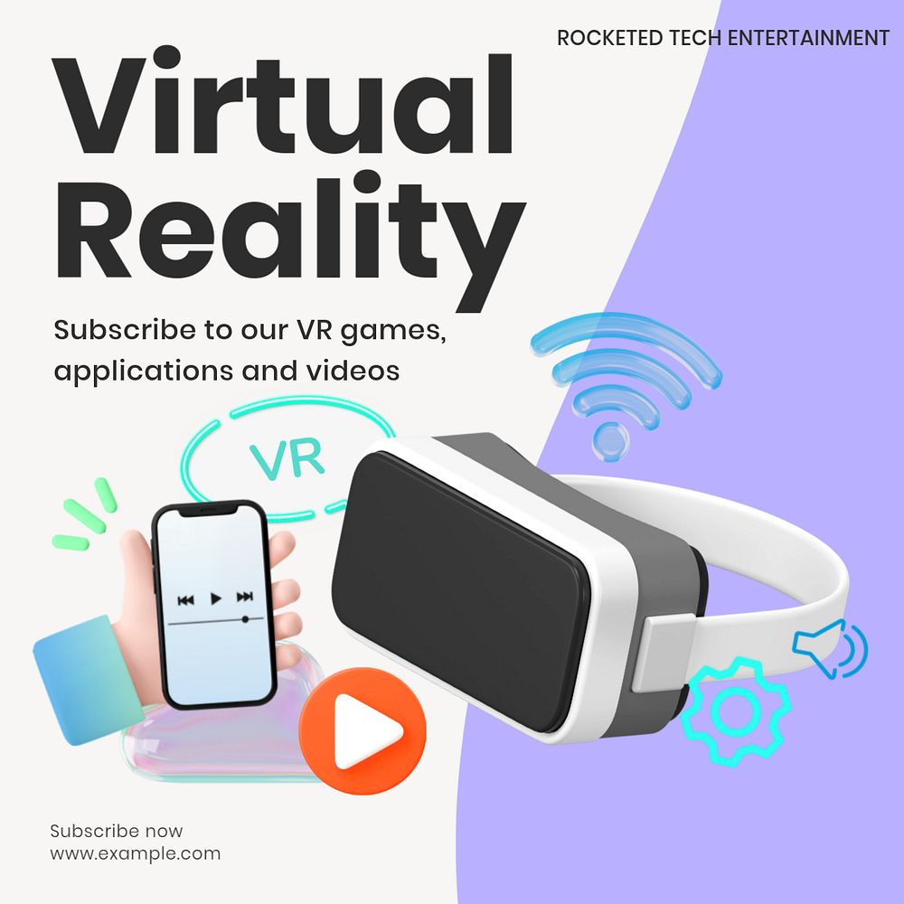 Virtual reality Instagram post template, editable text