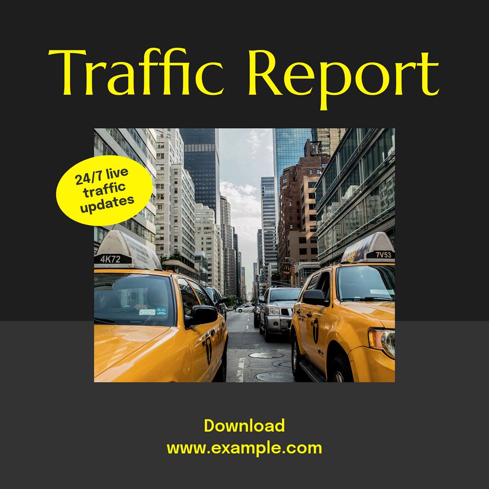 Traffic report Instagram post template, editable text