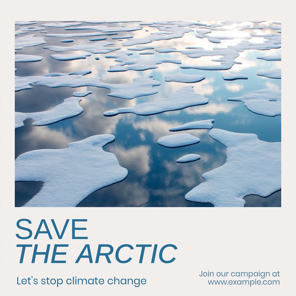 Save Arctic Instagram post template, editable text