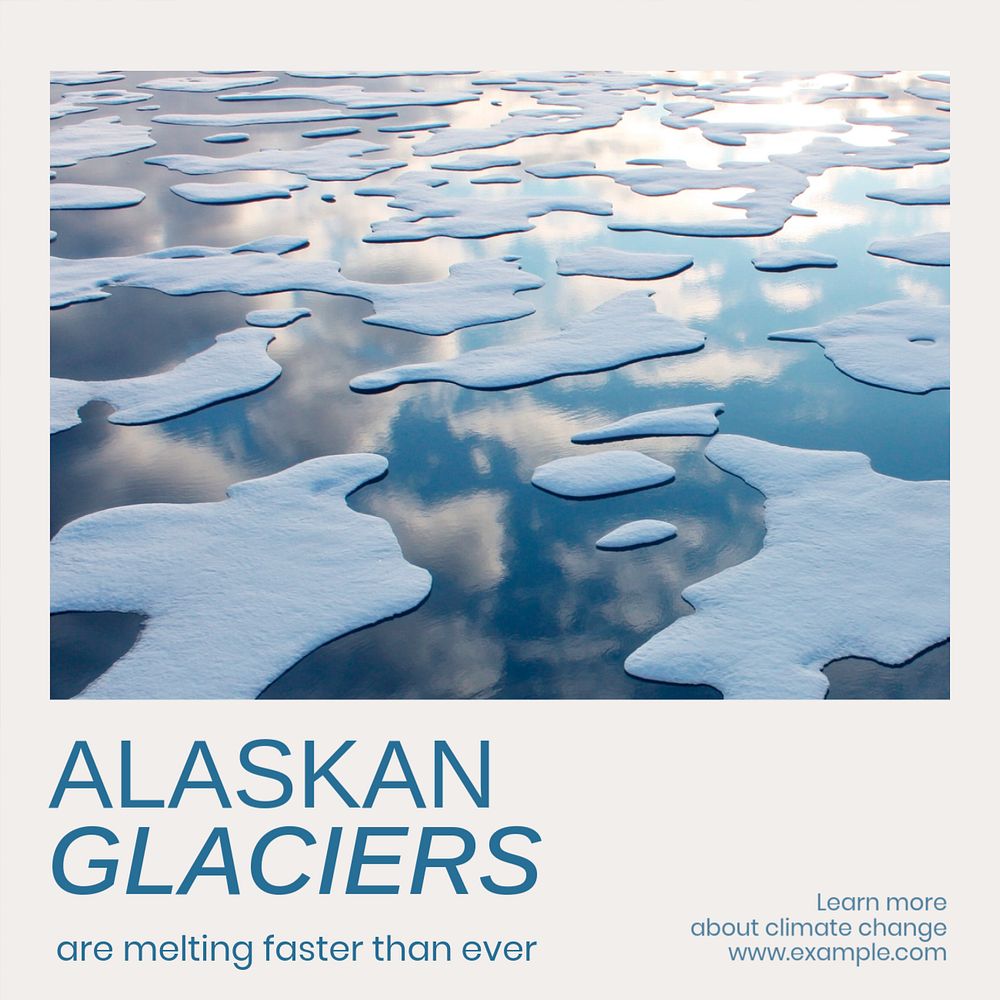 Alaskan glaciers Instagram post template, editable text