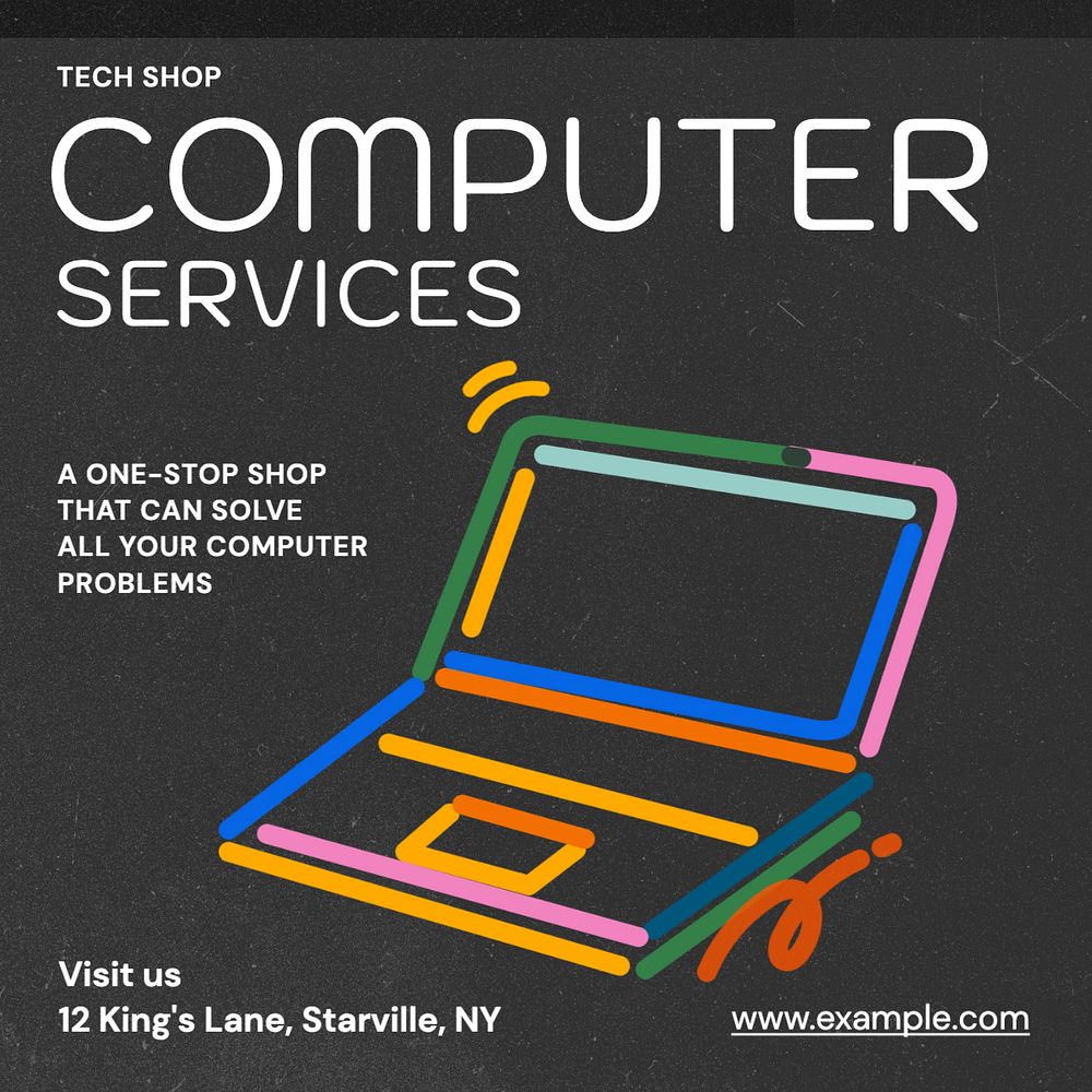 Computer services Instagram post template, editable text