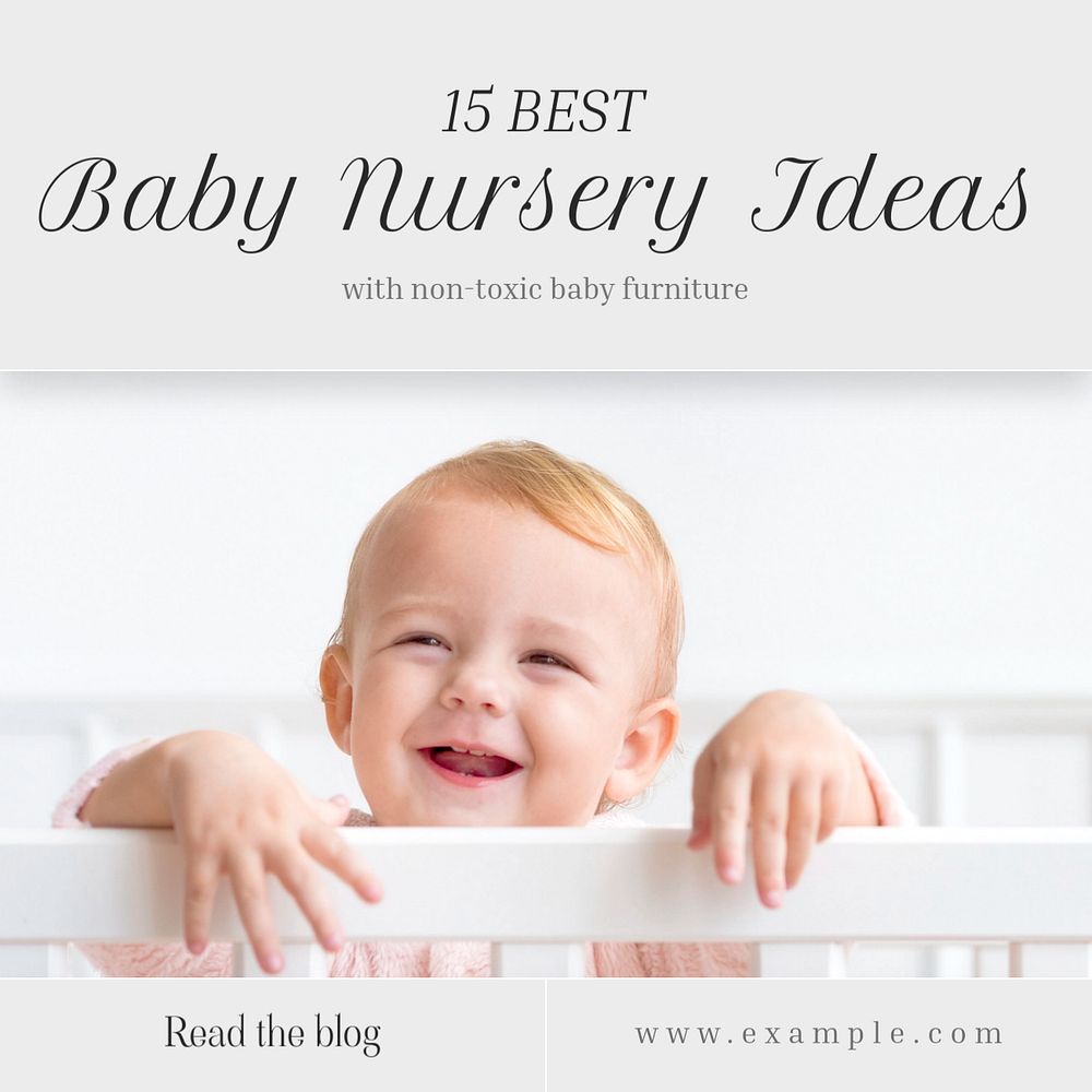 Baby nursery Instagram post template, editable text