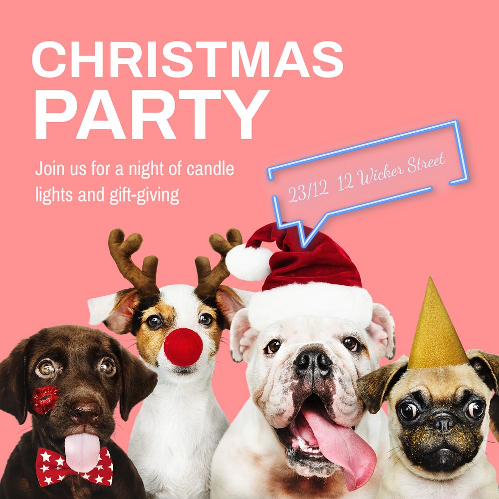 Christmas party Instagram post template, editable text