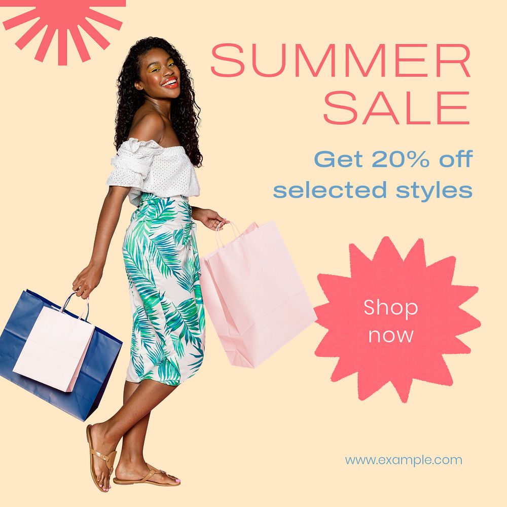 Summer sale Instagram post template, editable text