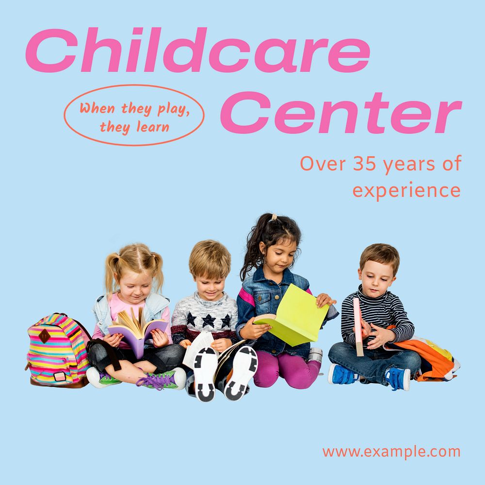 Childcare center Instagram post template, editable text