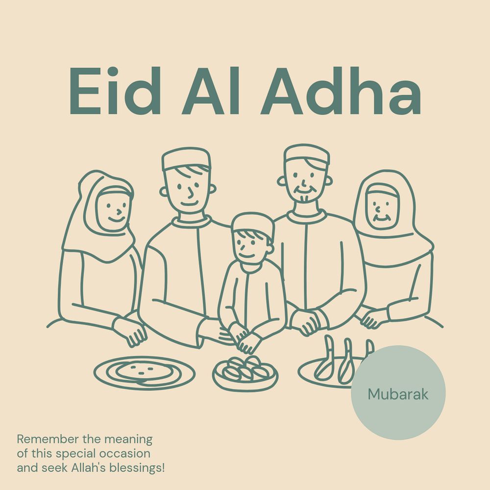 Eid Al Adha Instagram post template, editable text