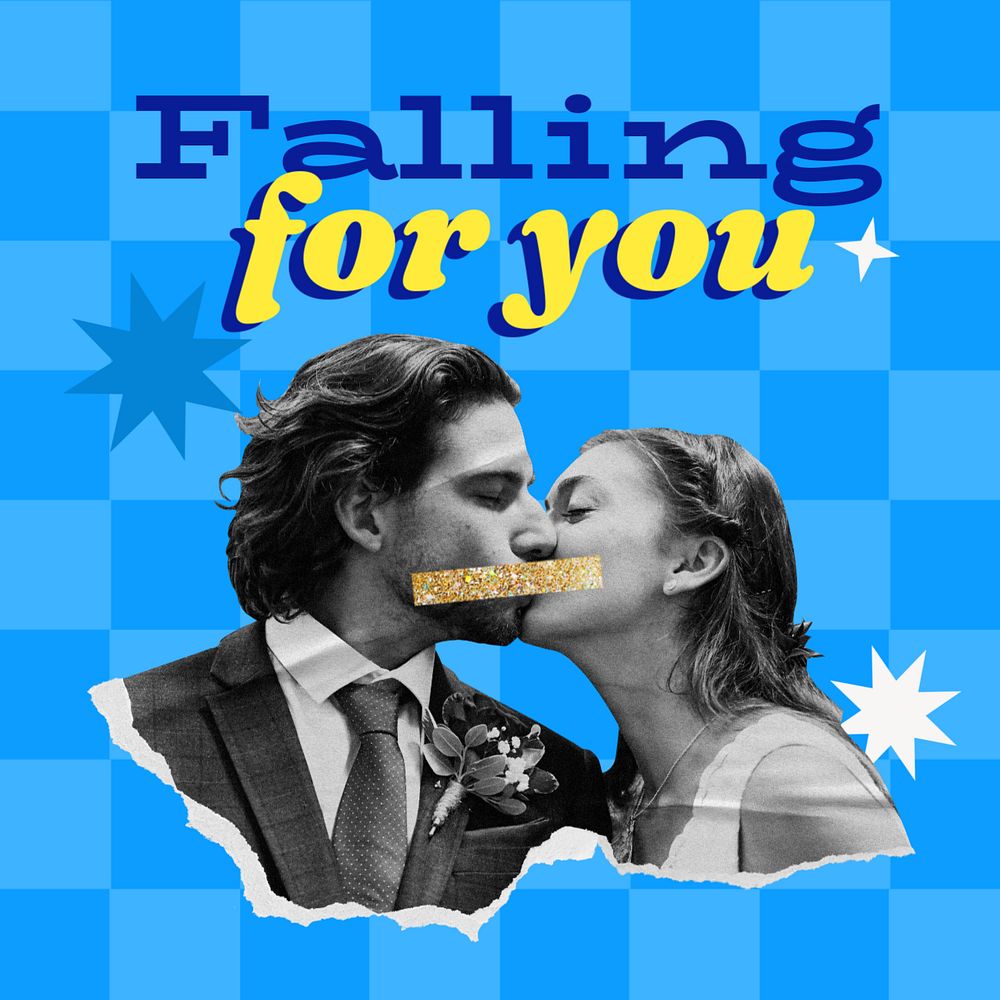 Falling for you Instagram post template, editable text