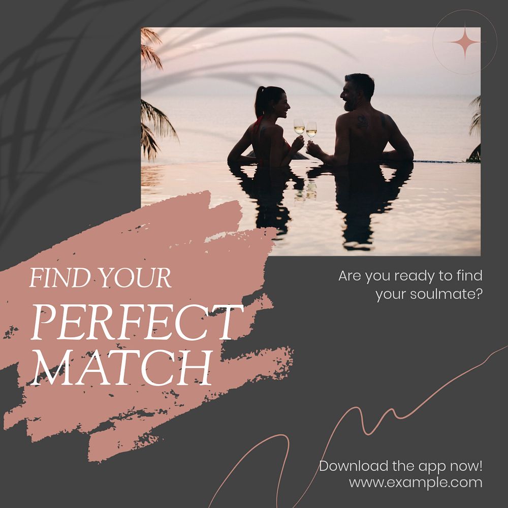 Online dating Instagram post template, editable text