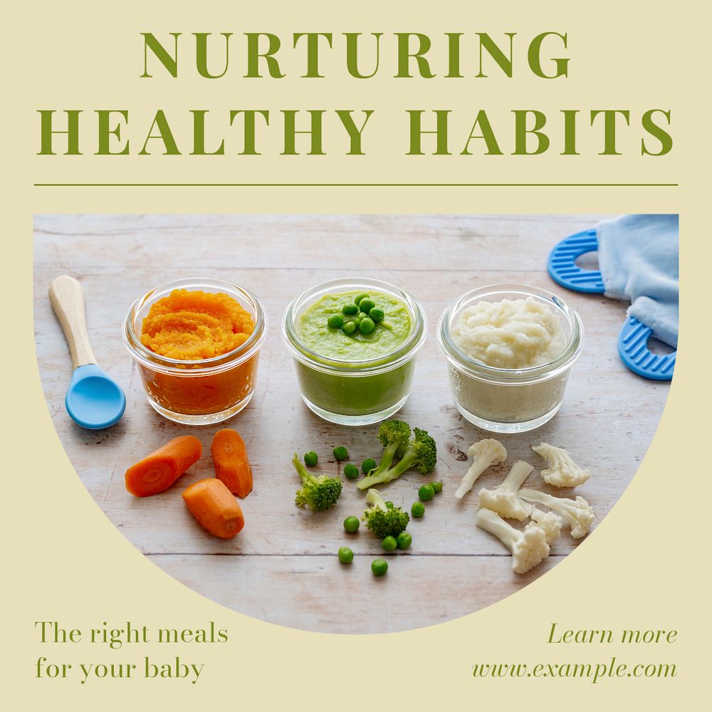 Healthy baby food Instagram post template, editable text