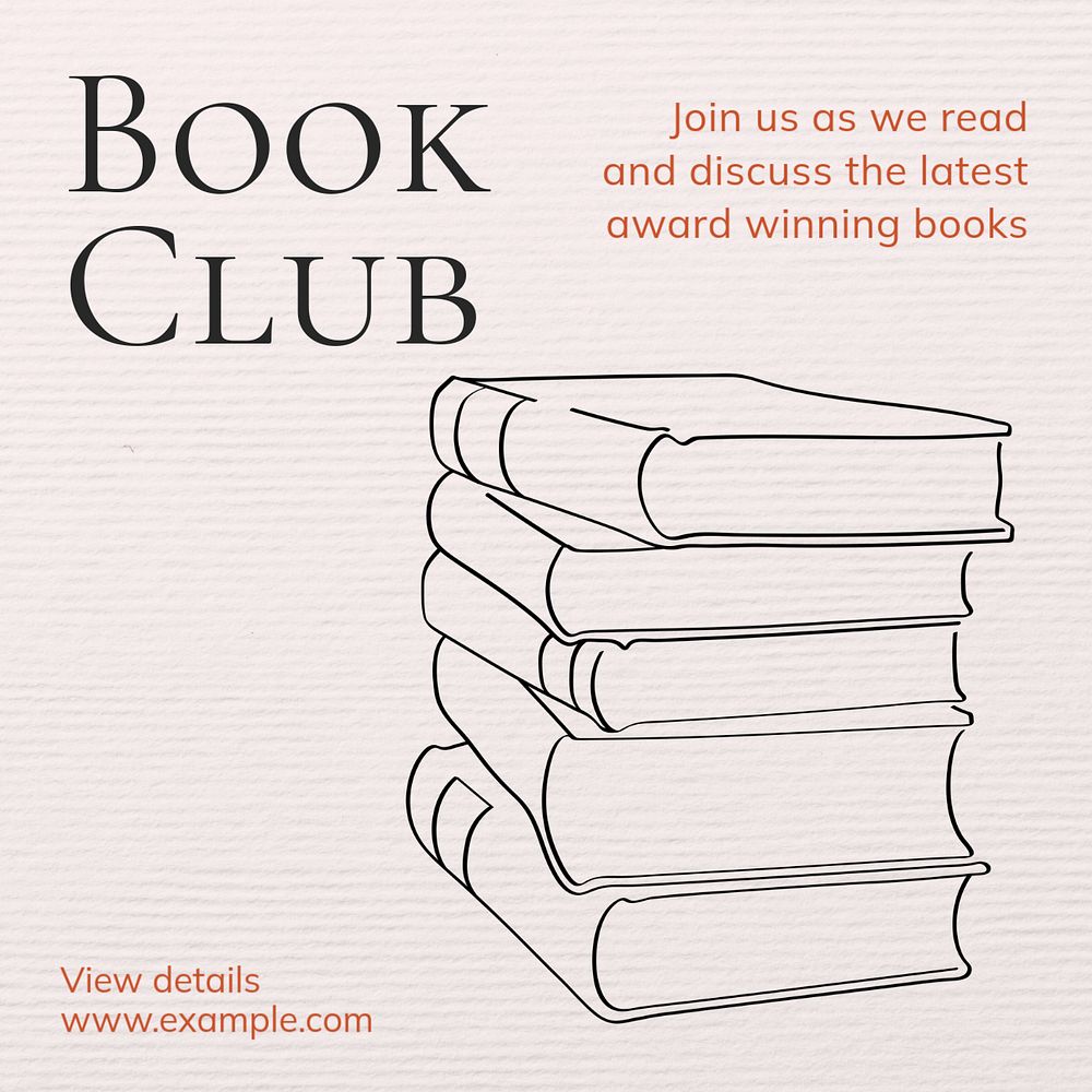 Book club Instagram post template, editable text