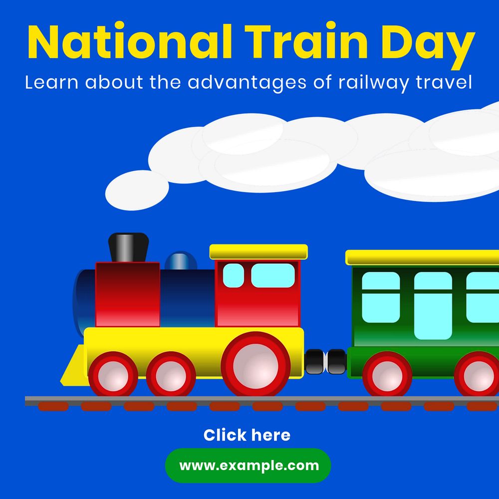 National train day Instagram post template, editable text