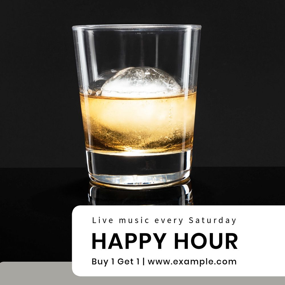 Happy hour Instagram post template, editable text