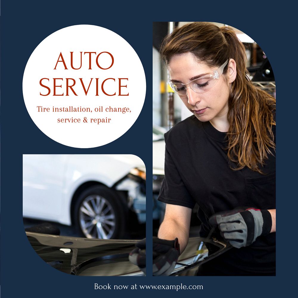 Auto service Instagram post template, editable text