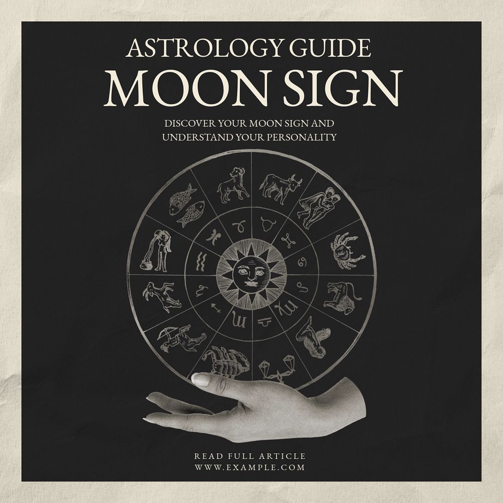 Moon astrology Instagram post template, editable text