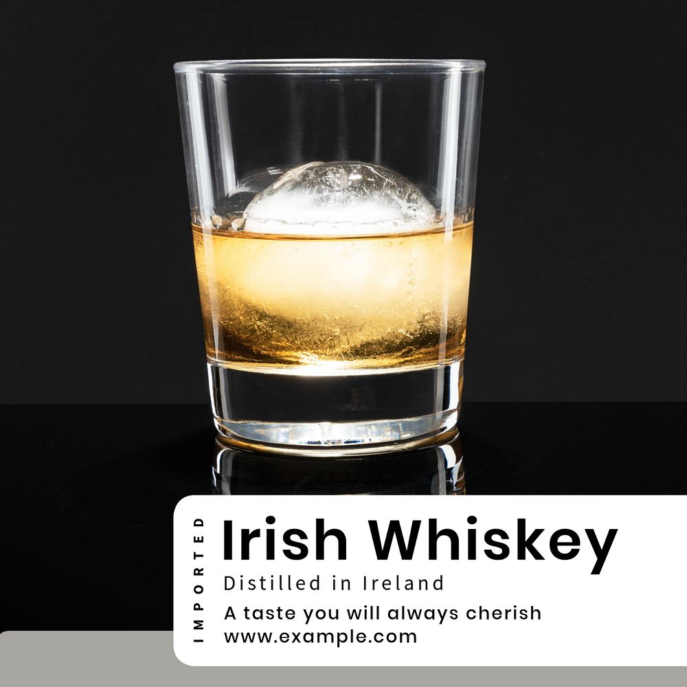 Irish whiskey Instagram post template, editable text