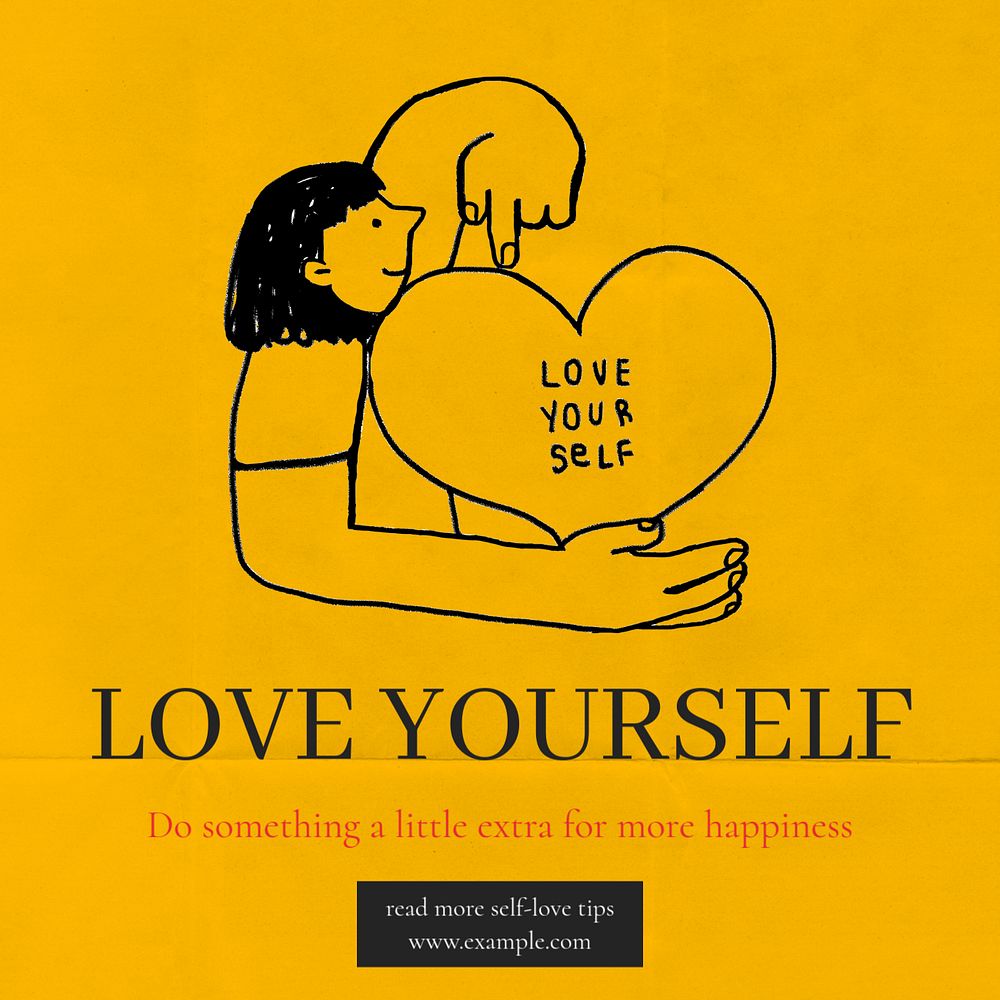 Love yourself Instagram post template, editable text