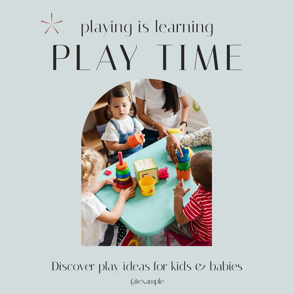 Play time Instagram post template, editable text