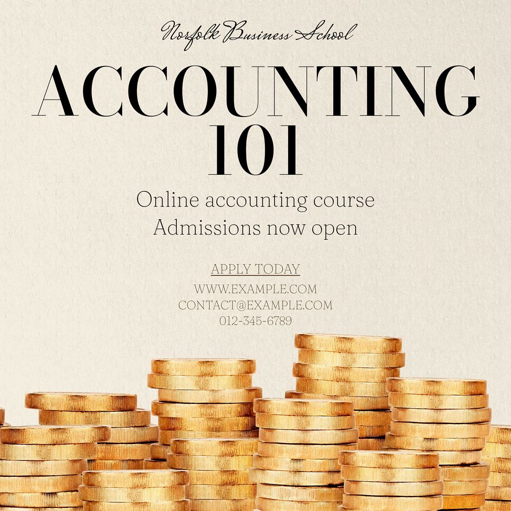 Accounting 101 Instagram post template, editable text